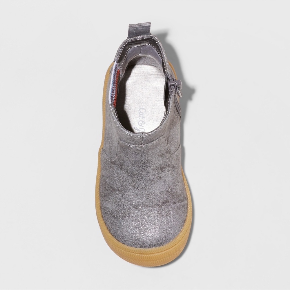 Toddler Girls Pewter Elastic Gore Zip Booties NWT - Picture 3 of 3